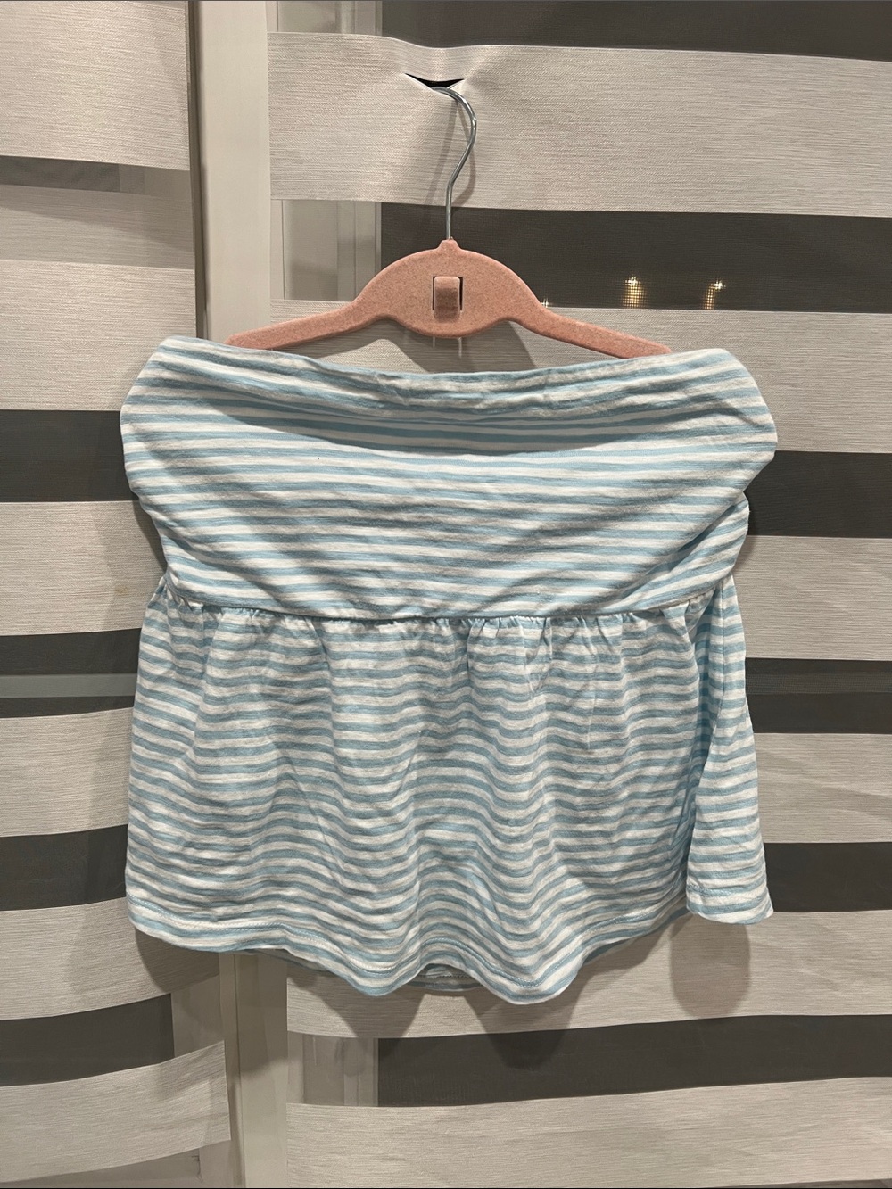 American Eagle Outfitters Light Blue and White Striped Strapless Tube Top